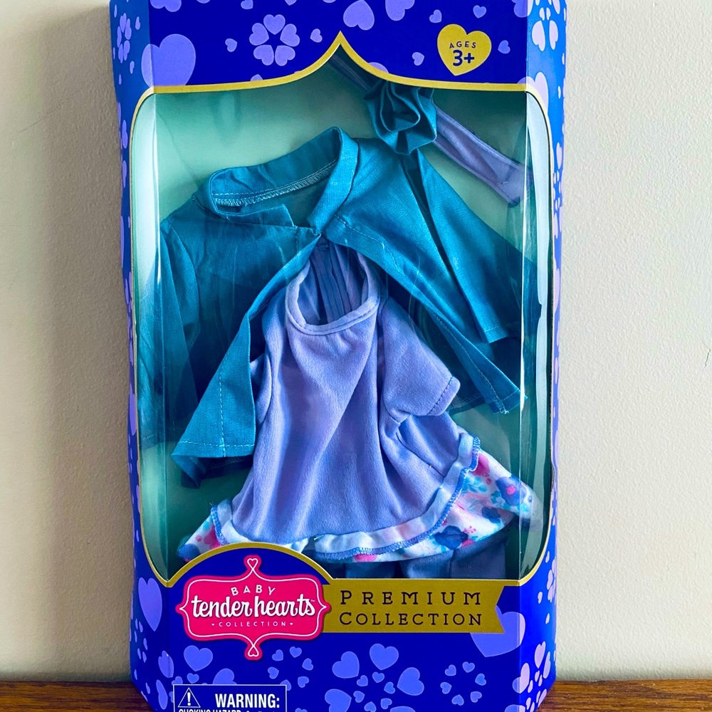 6 NWT Tenderhearts Outfits and a Beautiful 16” Doll - Picture 2 of 11